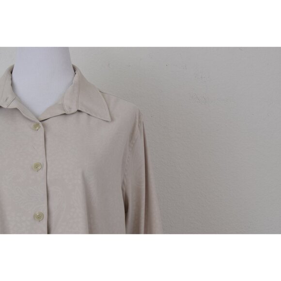 Vintage 90s Beige Floral Shirt Long Sleeves - Picture 5 of 10